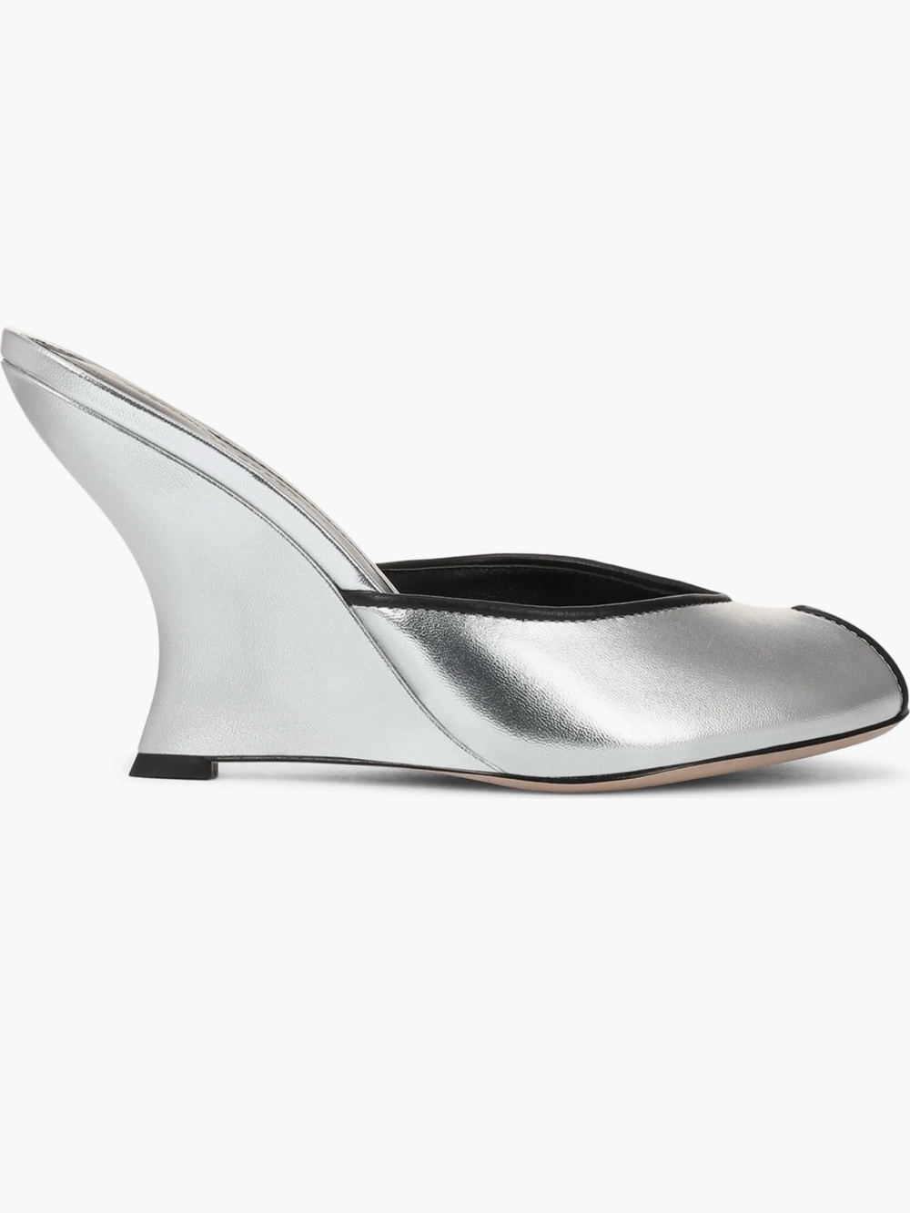 Veronica Beard Mirabel Peep Toe Silver Metallic Wedge Mule - Slip-On NEW NWT